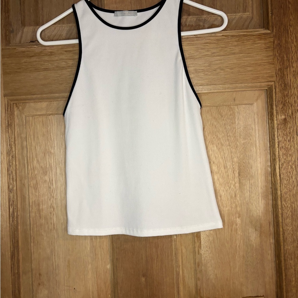 Zara White Tank Top with Black Trim size S